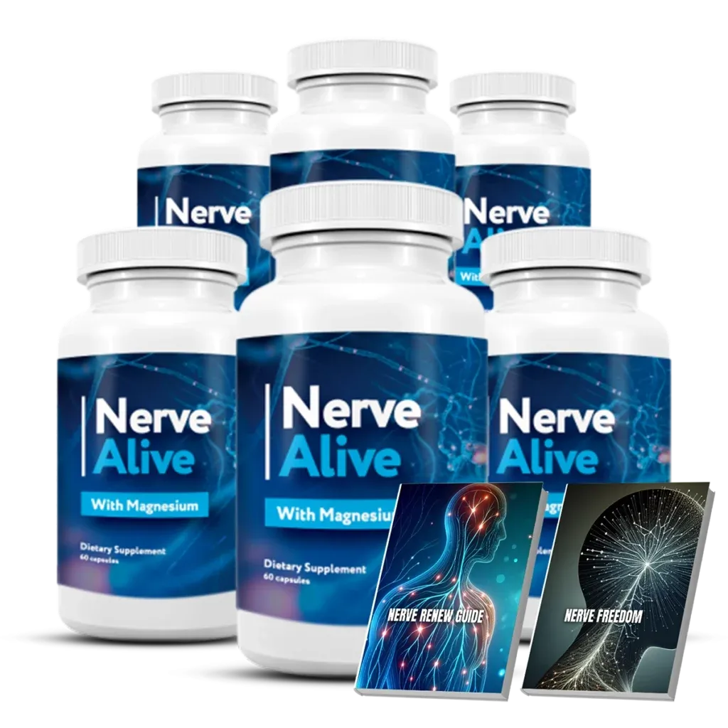 Nerve Alive best value deal with 6 bottles, free shipping, and two free bonuses.
