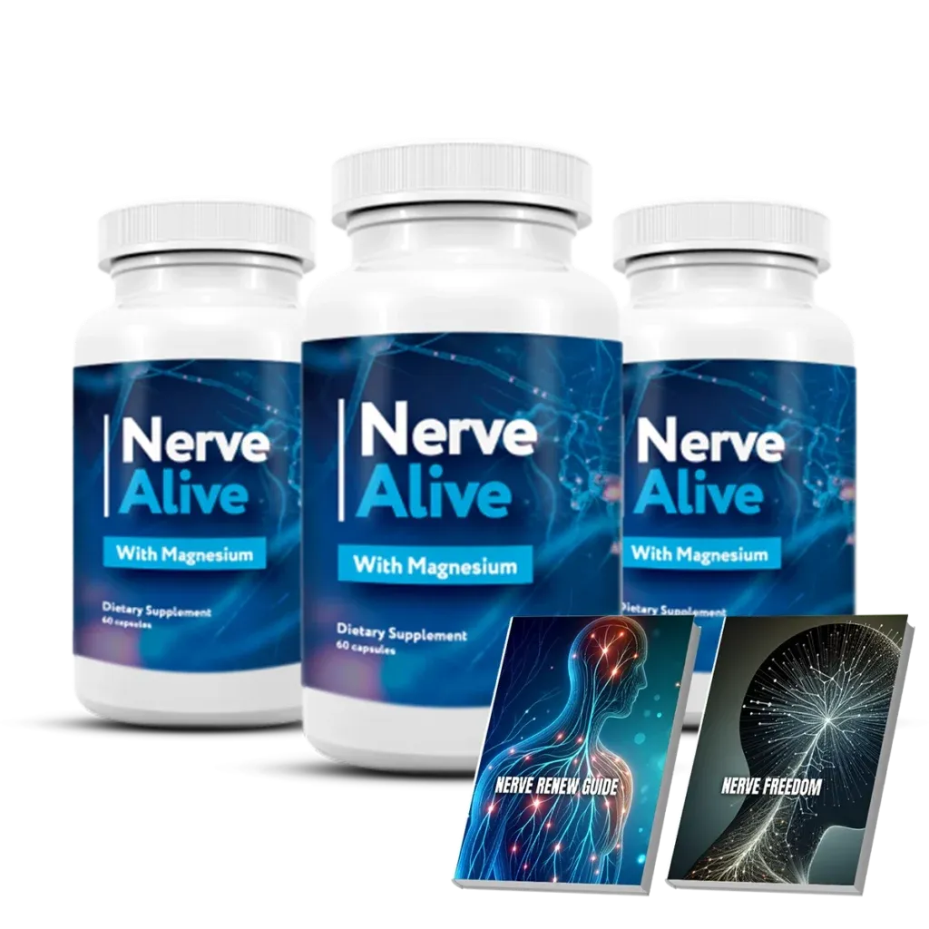 Nerve Alive most popular 3-bottle pack for a 90-day supply with free bonuses.